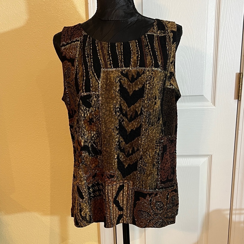 White Stag Black and Brown Patterned Blouse